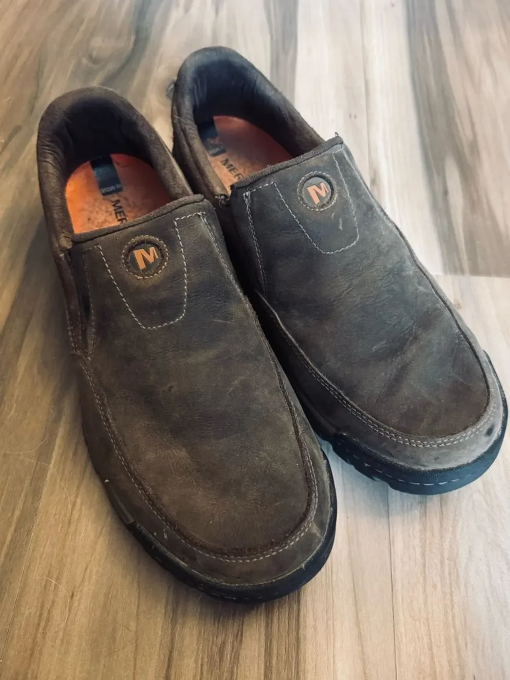 Merrell Men’s Brown Leather Performance Slip-On Shoes 12